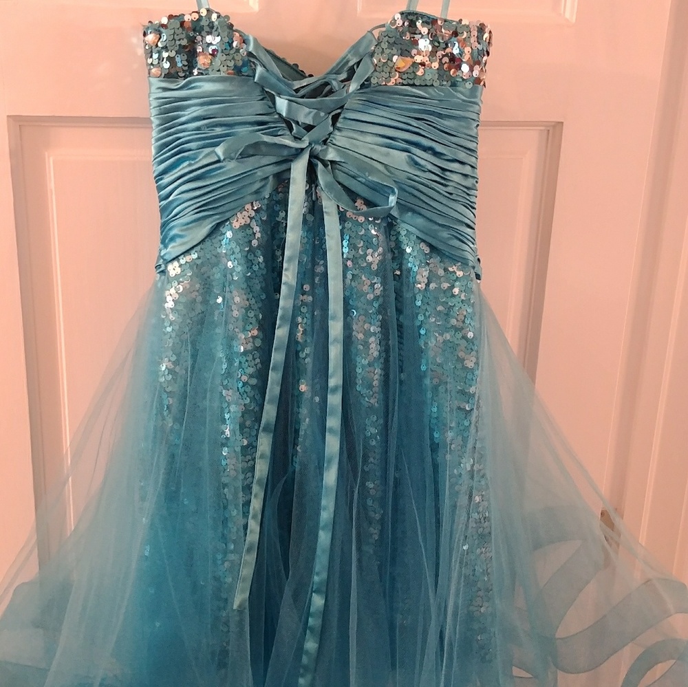 Light Blue Strapless Prom Dress
